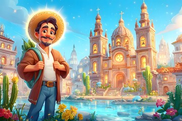 Saint juan diego is a cherished indigenous mexican saint featured in vibrant cultural designs