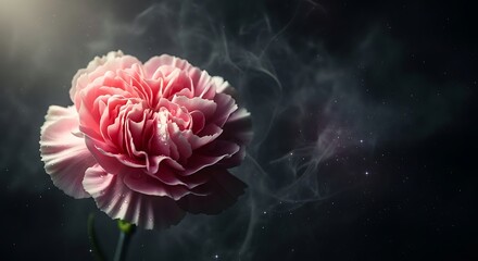 Pink Carnation Smoke Dark Background.