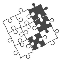 Fototapeta premium Interlocking puzzle pieces with contrasting dark and light sections jigsaw puzzle
