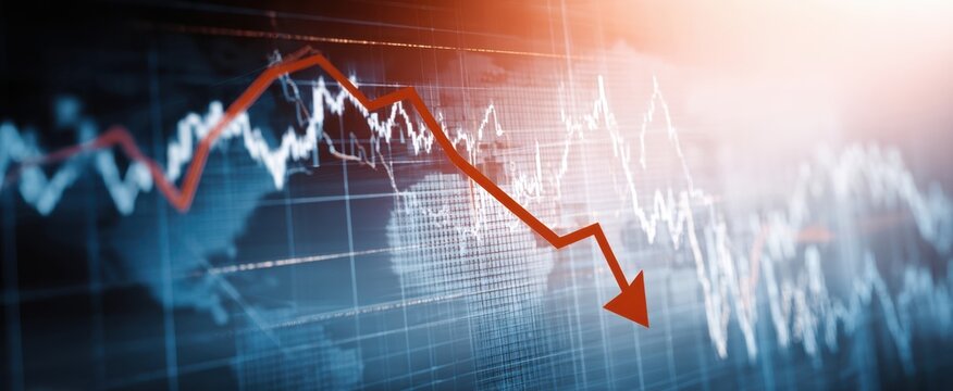The Downward Arrow on a Financial Chart Indicating Market Decline and Loss - Powered by Adobe