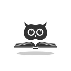 Book and owl icon with shadow