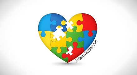 Autism Awareness Heart Puzzle.