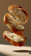 slices of toast bread levitating