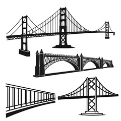 Suspension arch truss bridge silhouettes suspension bridge arch bridge