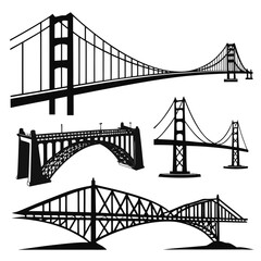 Suspension arch truss bridge silhouettes suspension bridge arch bridge