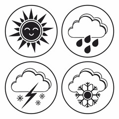 Weather icons sun rain snow lightning vector