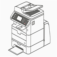 White office copier with document feeder and paper tray printer scanner