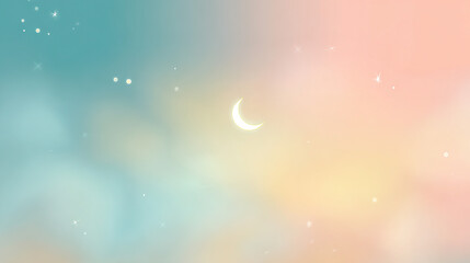 Dreamy Starry Sky and Moonlit Night with Gradient Sky Scenery