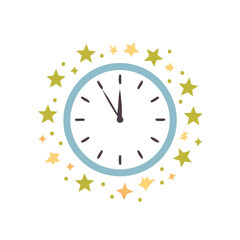 Blue clock with yellow and green stars time