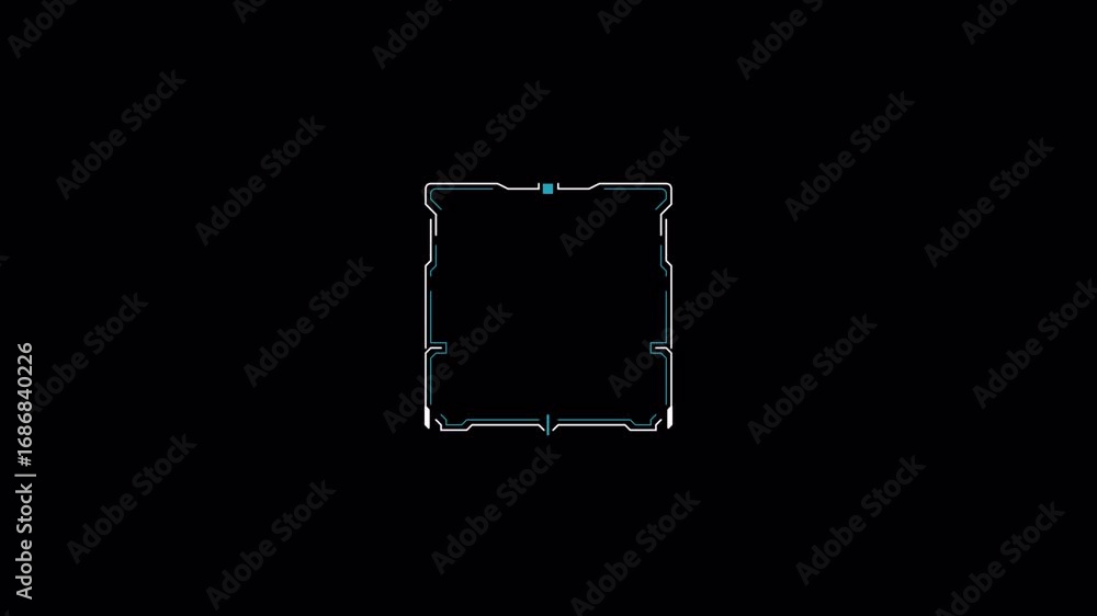 Aufkleber futuristic hud element animation: sci-fi interface overlay with blue and white lines on black backgr
