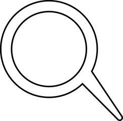 Search icon in black line style, magnifying glass symbol pack, zoom find explore tool isolated on transparent background, outline glyph design element