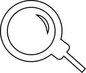 Search icon in black line style, magnifying glass symbol pack, zoom find explore tool isolated on transparent background, outline glyph design element