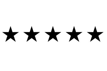 black five stars icon on transparent background