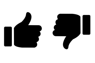 black thumbs up and thumbs down icons for like, dislike, rating, and feedback social media concept © Photix Studio