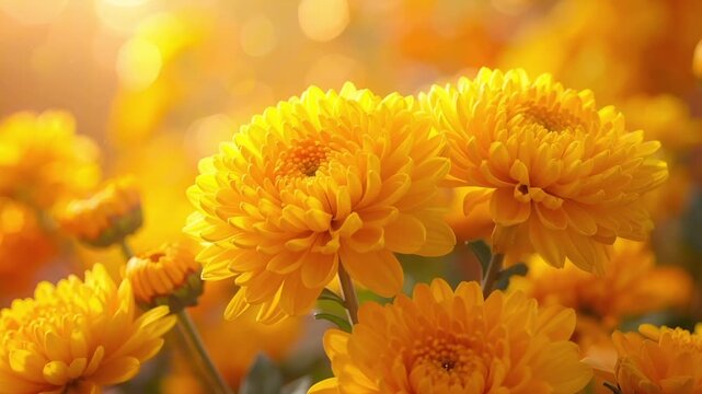 秋の庭で咲く黄色い菊の花をクローズアップで撮影した写真です。
背景はシャロー深度でぼかされ、柔らかい光が花を際立たせます。