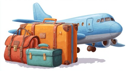 Naklejka premium vintage luggage airplane travel adventure