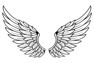 Obraz premium Minimal Outline Angel Wings Vector Illustration