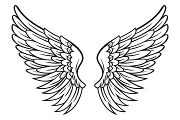 Obraz premium Tattoo Style Angel Wings Vector Illustration 