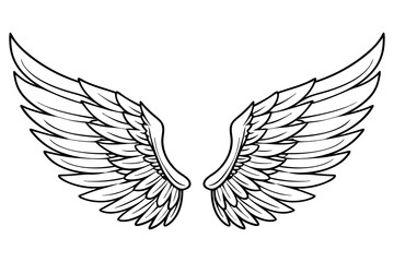Minimal Outline Angel Wings Vector Illustration