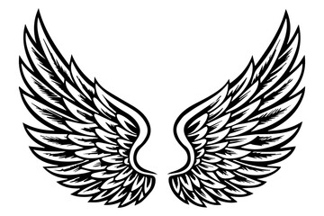 Fototapeta premium Tattoo Style Angel Wings Vector Illustration 