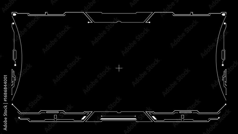 Poster futuristic hud interface: digital display with crosshair and lines
