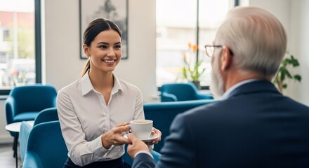 Obraz premium receptionist-offering-coffee-to-guest