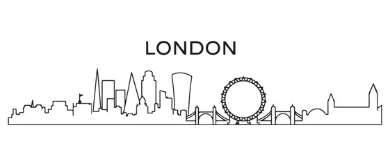 London Line Art skyline silhouette. Landscape London, UK. Vector illustration. with white background © MofajjolHossen