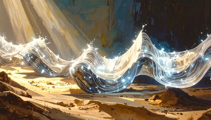 Abstract digital art of shimmering fabric