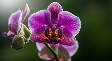 Obraz premium Stunning Close-Up of a Purple Orchid Flower – Macro Photography Highlighting Delicate Petals, Exotic Beauty, Vivid Colors, and Elegant Floral Details in Nature’s Most Captivating Blooms