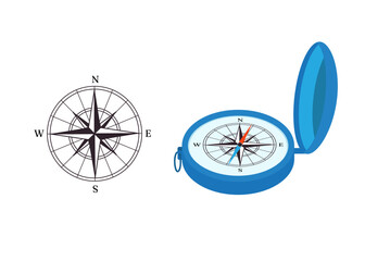 Vector illustration of compass isolated on white background. Stock illustration