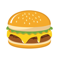 Delicious burger with melted cheese and fresh lettuce cheeseburger fast food