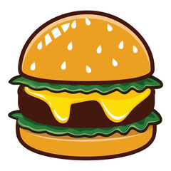 Delicious burger with melted cheese and fresh lettuce hamburger cheeseburger