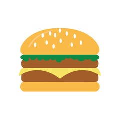 Double cheeseburger with lettuce and sesame seed bun fast food
