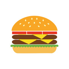 Double cheeseburger with sesame seed bun and lettuce hamburger double patty