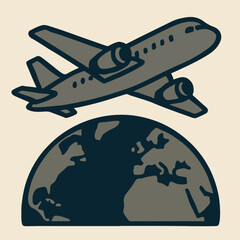 airplane over the globe