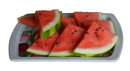 Watermelon wrapped in a wrapper on a white background