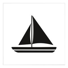 Black sailboat with white background and simple design sailing watercraft