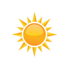 Bright yellow sun with sharp orange rays vector