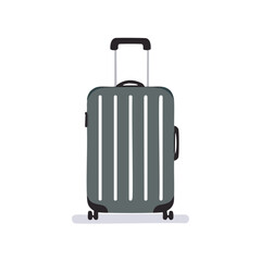 Gray rolling suitcase with black handle and wheels luggage travel