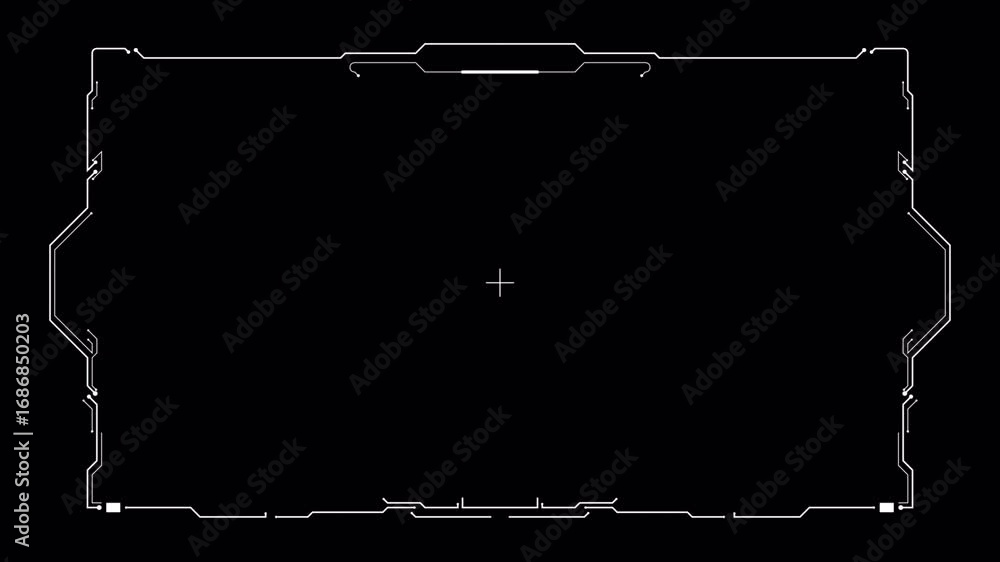 Poster futuristic hud interface overlay with digital circuitry and targeting crosshair