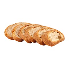 Sliced whole grain bread on white background.