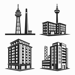 Fototapeta premium Minimalist city skyline architectural icons building architecture