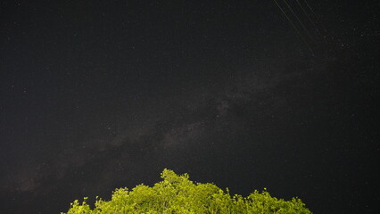 The dark night sky view with the milkyway as the background
