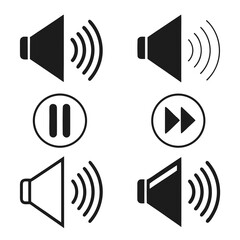 Speaker volume and playback control icons audio sound