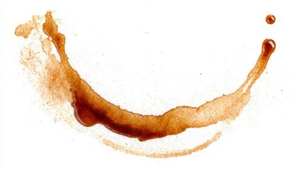 Abstract Coffee Ring Pattern with Isolated Beverage Stains on White Canvas, Splash of Freshness