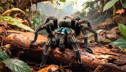 Vibrant tarantula in rainforest habitat