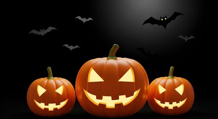 Fototapeta premium halloween pumpkin with bats