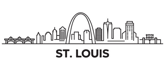 Fototapeta premium St . Louis Line Art skyline horizontal banner. Black St . Louis, Missouri. Vector template for your design. with white background