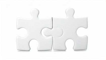 Obraz premium Two white jigsaw puzzle pieces on a plain background — minimalist, symbolic, and evocative of connection, problem-solving, and visual clarity.”