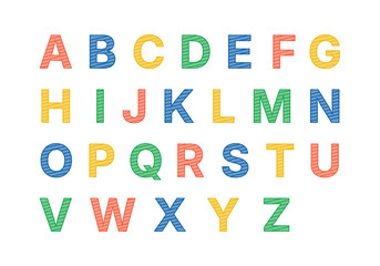 Colorful childish alphabet letters set for kids education and design